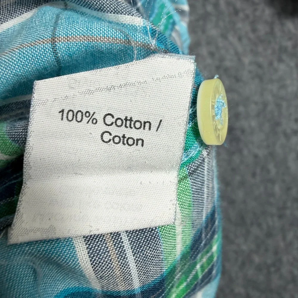 J.Crew Button Down Mens M Blue Summer Plaid Shirt Fit Cotton Long Sleeve